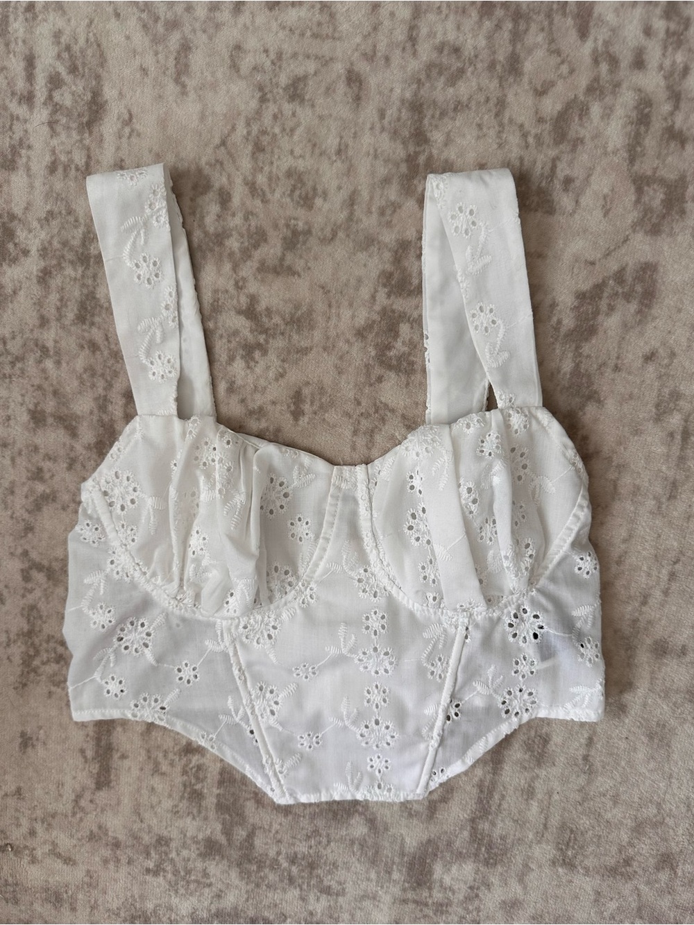 White Eyelet Bustier Crop Top